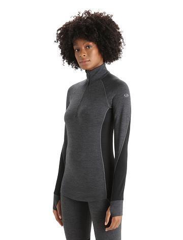 Dámské Base Layers Icebreaker BodyfitZone™ Merino 260 Zone Long Sleeve Half Zip Thermal Top Černé | CZ 1049UZGT